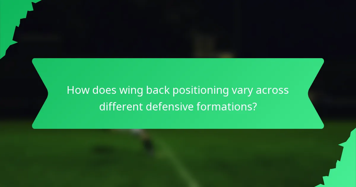 How does wing back positioning vary across different defensive formations?